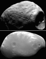 Oben: Phobos; unten: Deimos